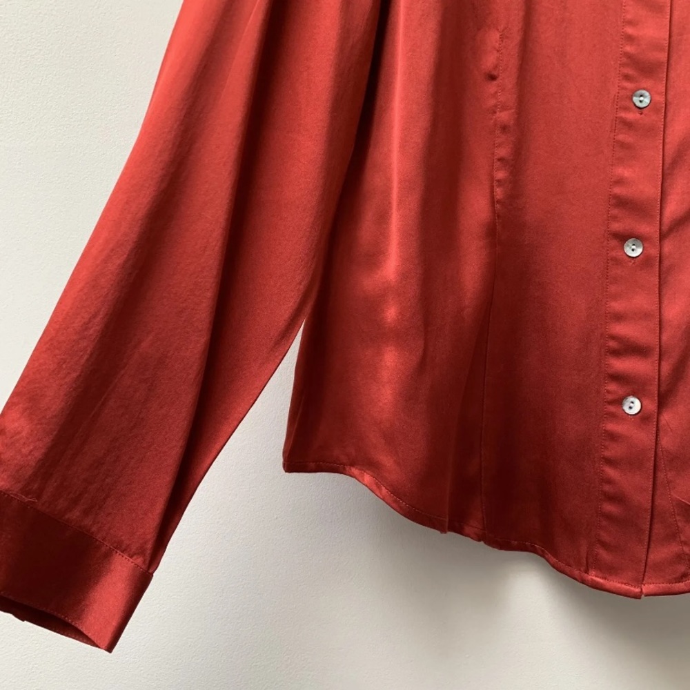 East satin silk blouse fits uk 12 rust - Picture 2 of 8